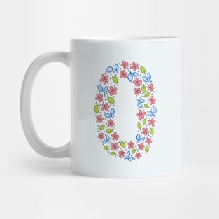 Floral Monogram Letter O - pink and blue Mug